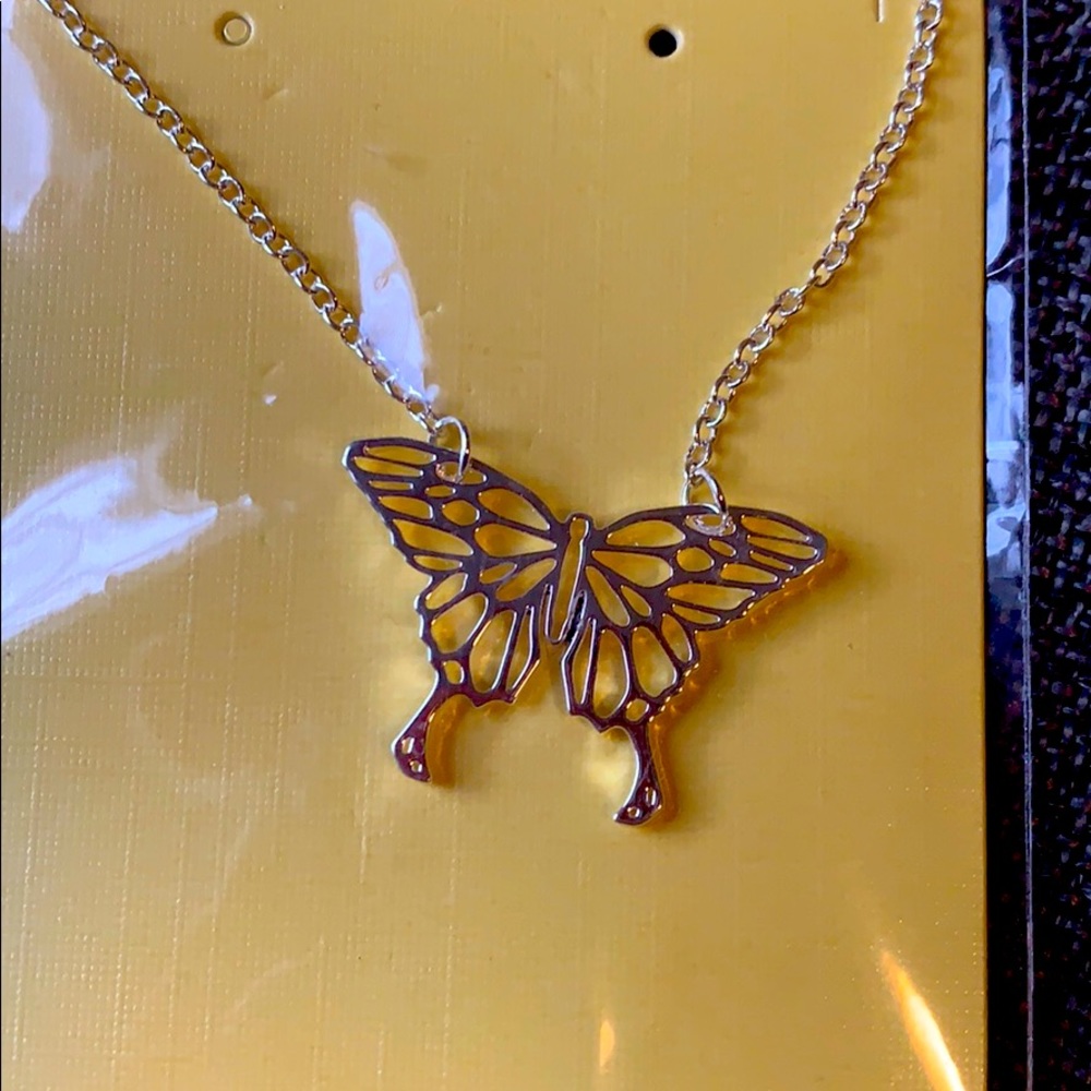 Butterfly necklace gold and silver